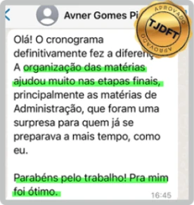 Depoimento de aluno aprovado no TJDFT